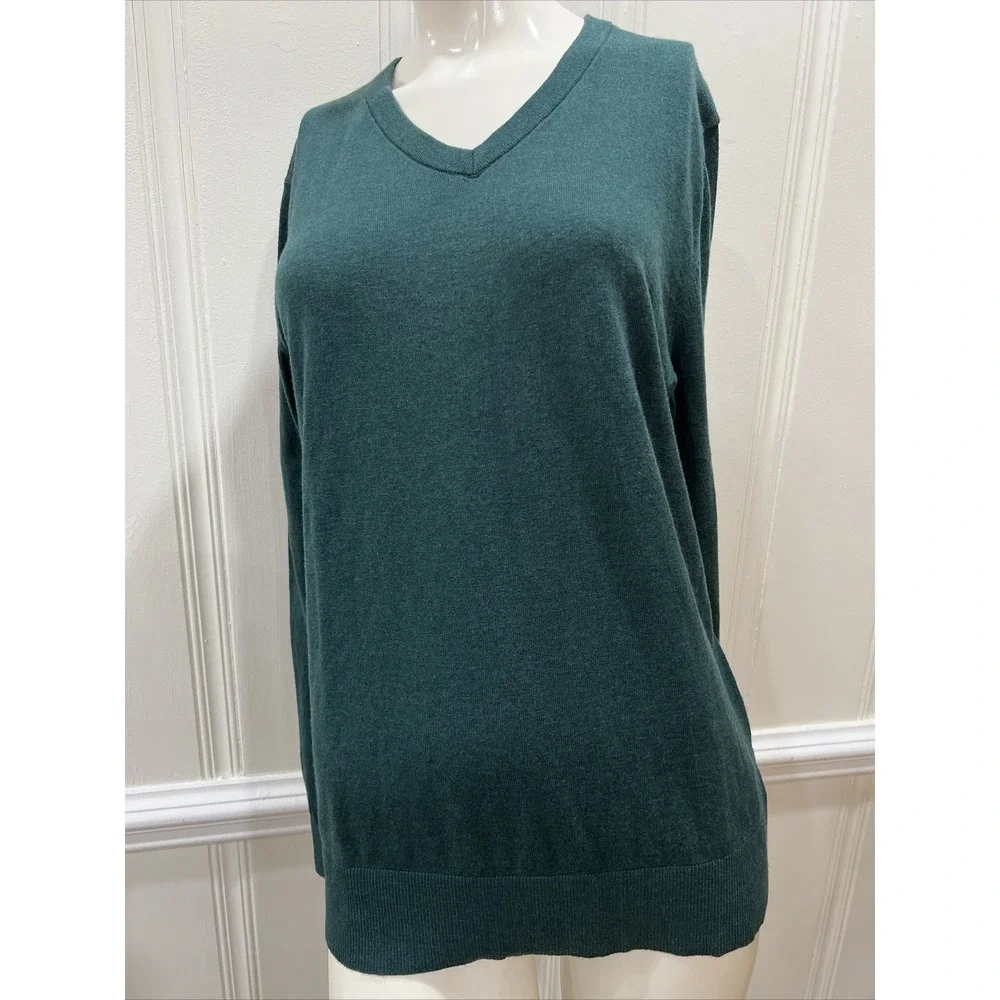 Goodfellow & Co Shirt Mens Med. Green  Long Sleeve V Neck Pullover Sweater